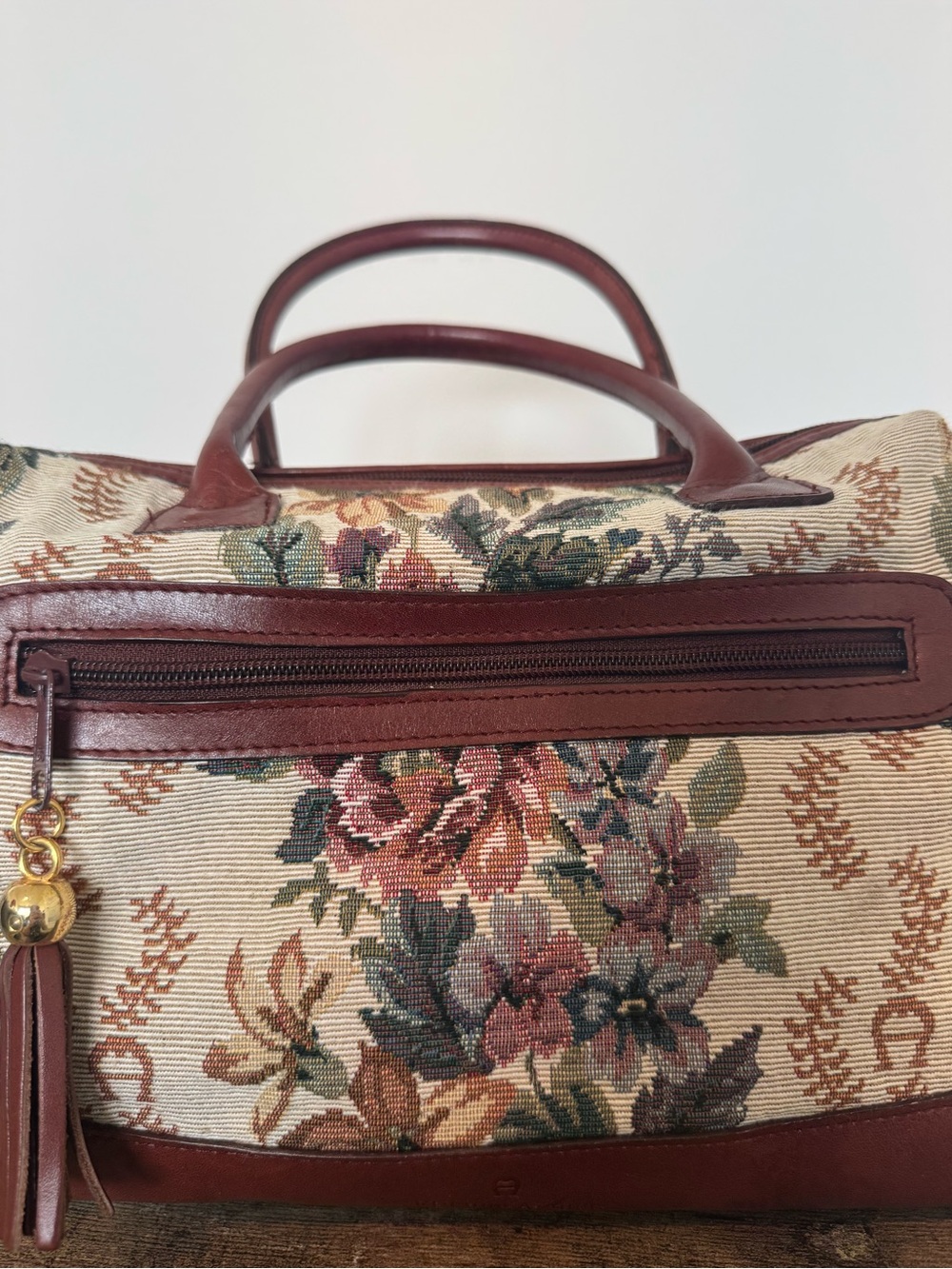 Vintage Etienne Aigner Floral Tapestry Top-Handle Satchel Handbag - Picture 10 of 15
